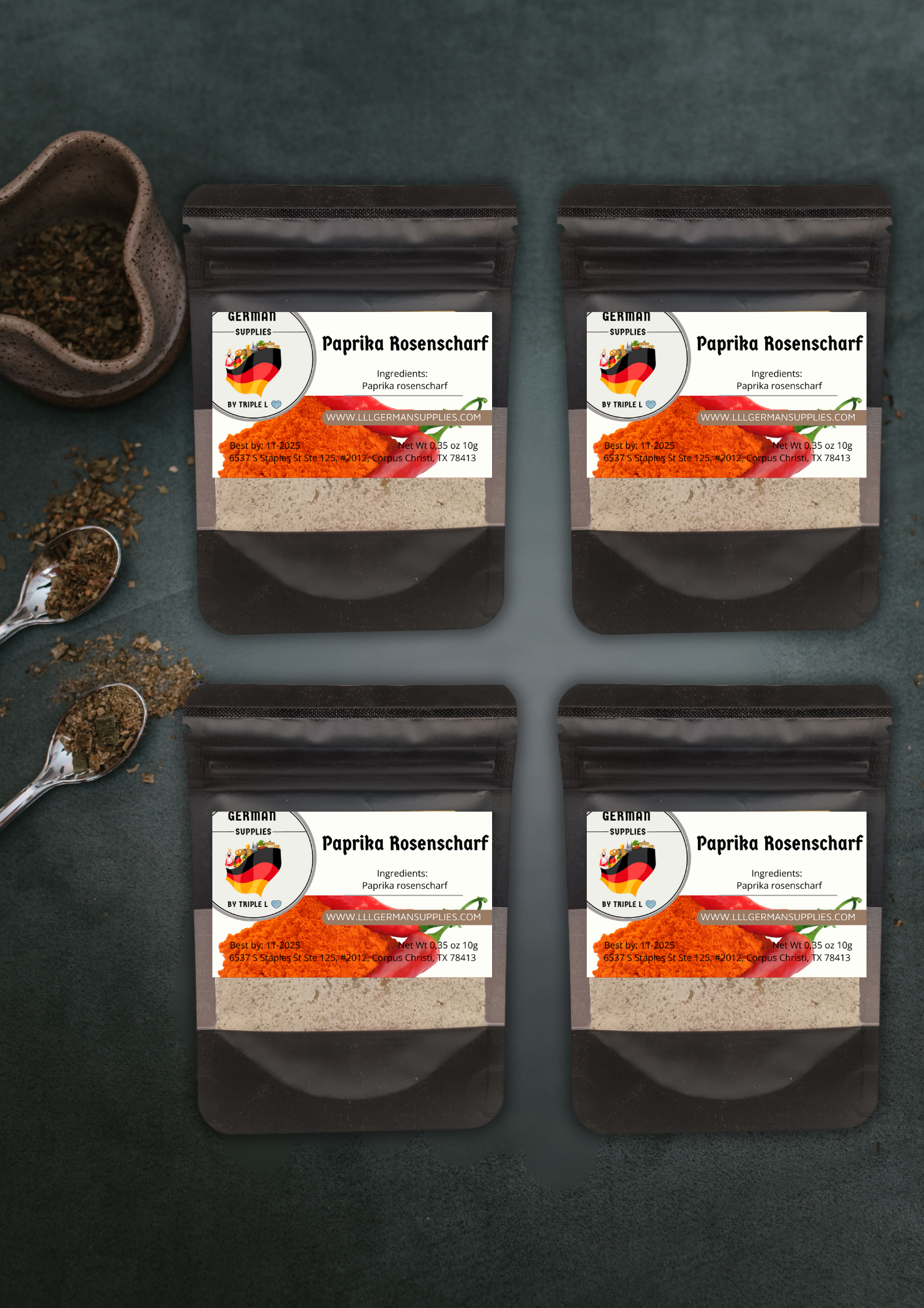4x10g organic German Paprika Rosenscharf, Paprika spicy