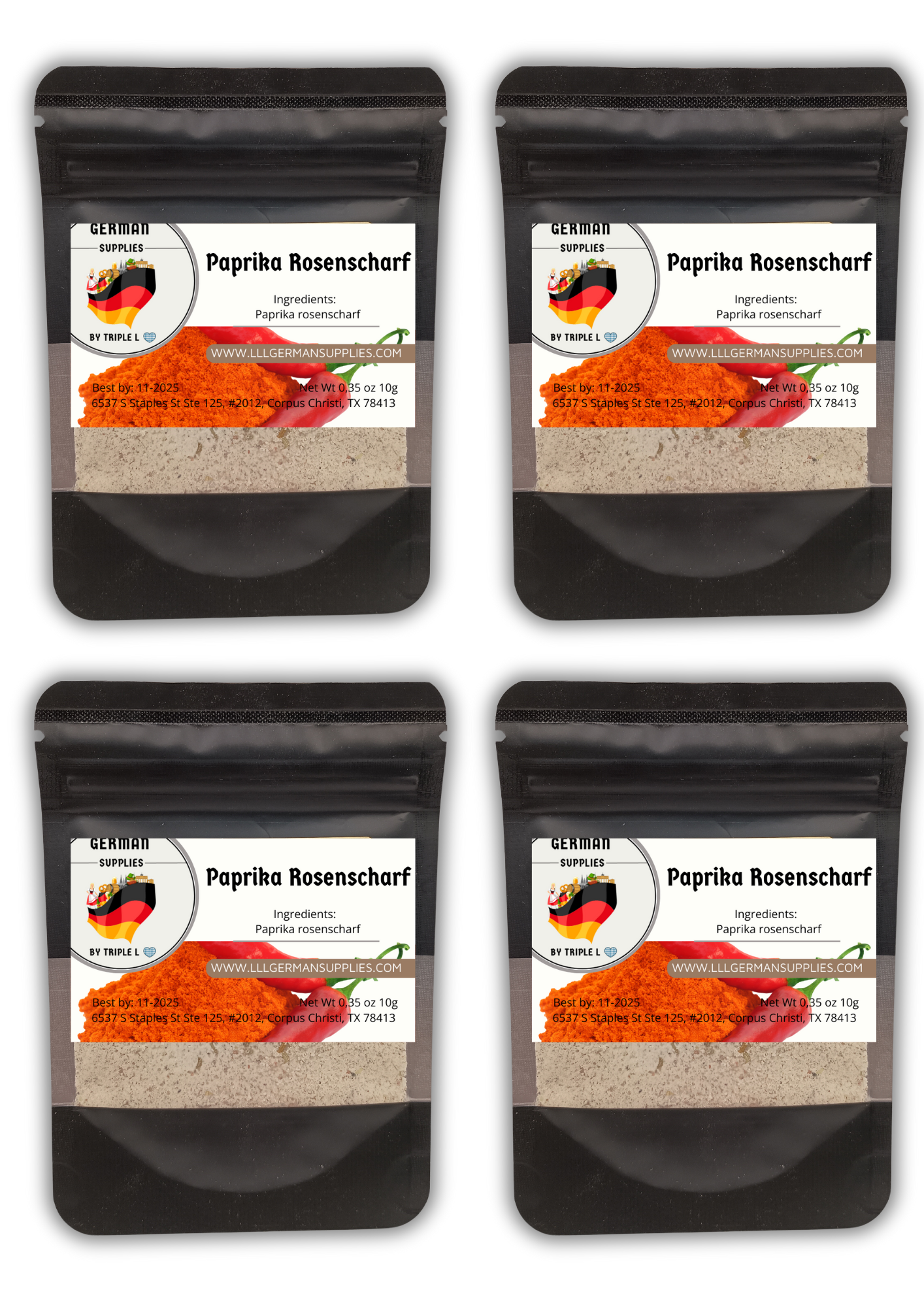 4x10g organic German Paprika Rosenscharf, Paprika spicy
