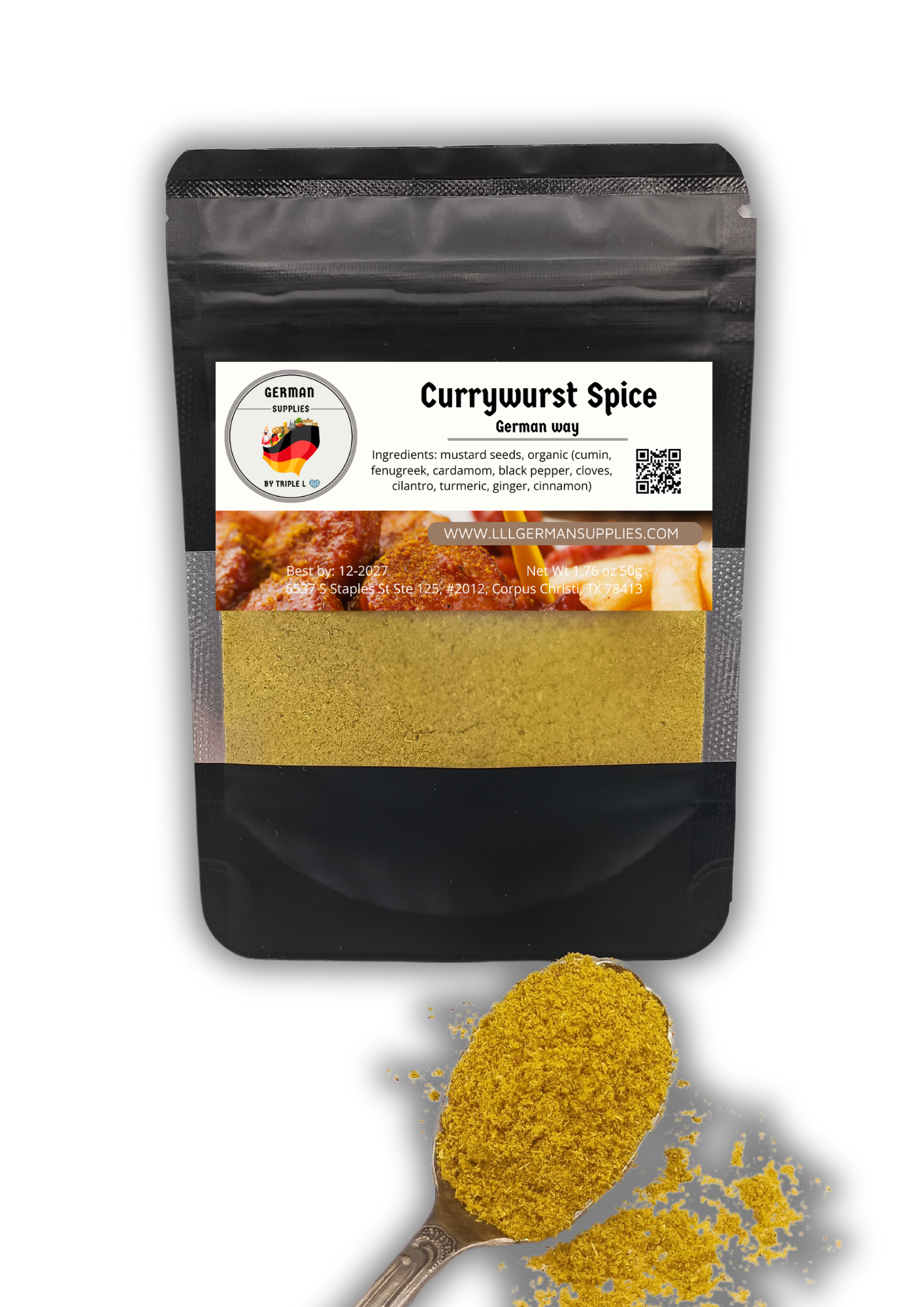 50g (1.76) Currywurst Spice, Curry Powder for Extra Flavor & Authentic Recipes -Triple L's Organic Currywurst Spice-