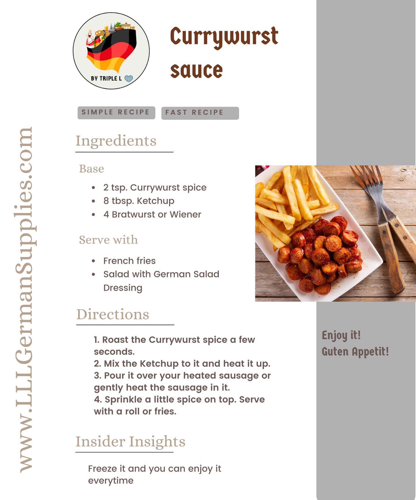 Big 100g German Currywurst spice - for about 10 Family size recipes -