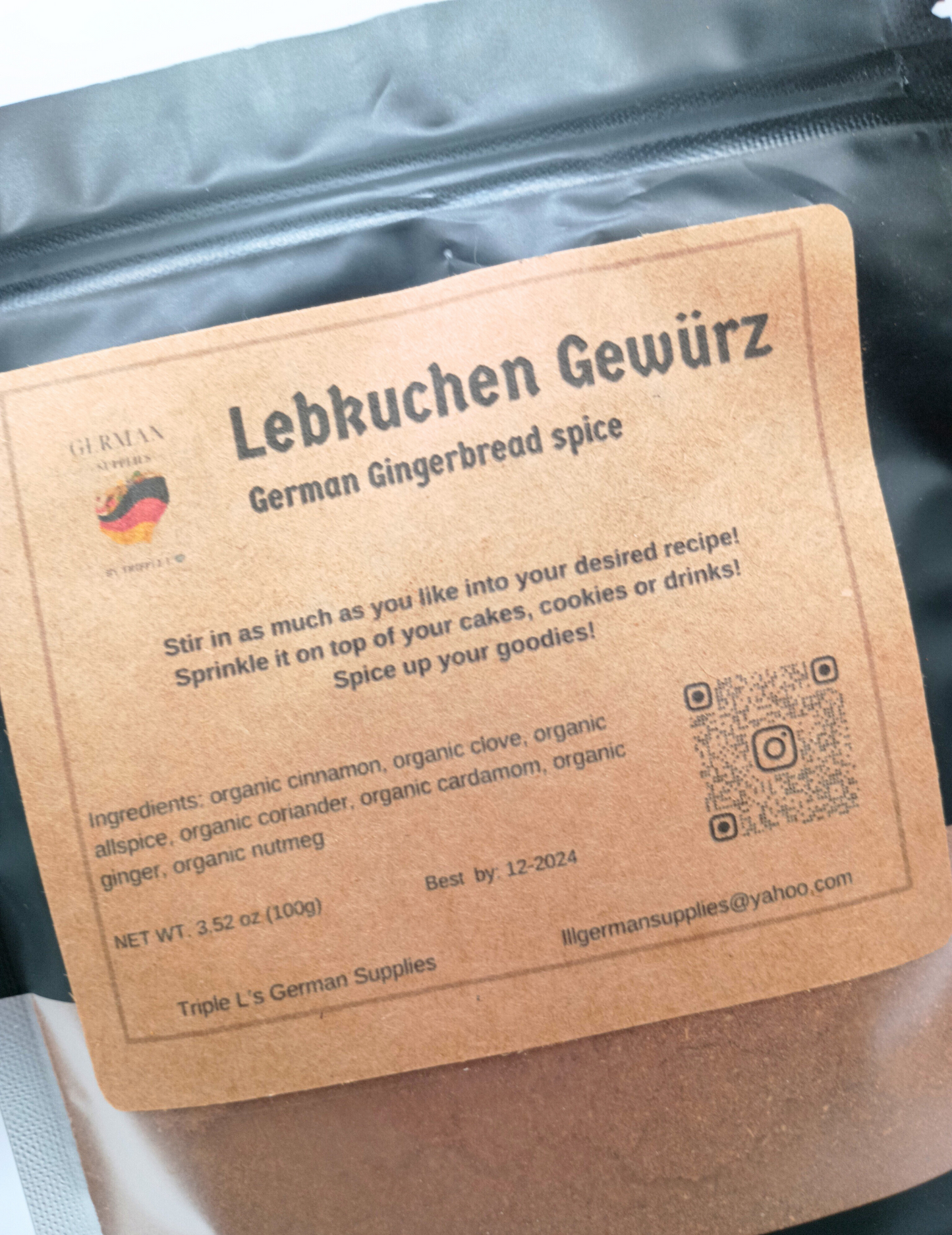 Big 100g Lebkuchen Gewürz, Lebkuchen Gewurz (flavorful German Gingerbread spice)