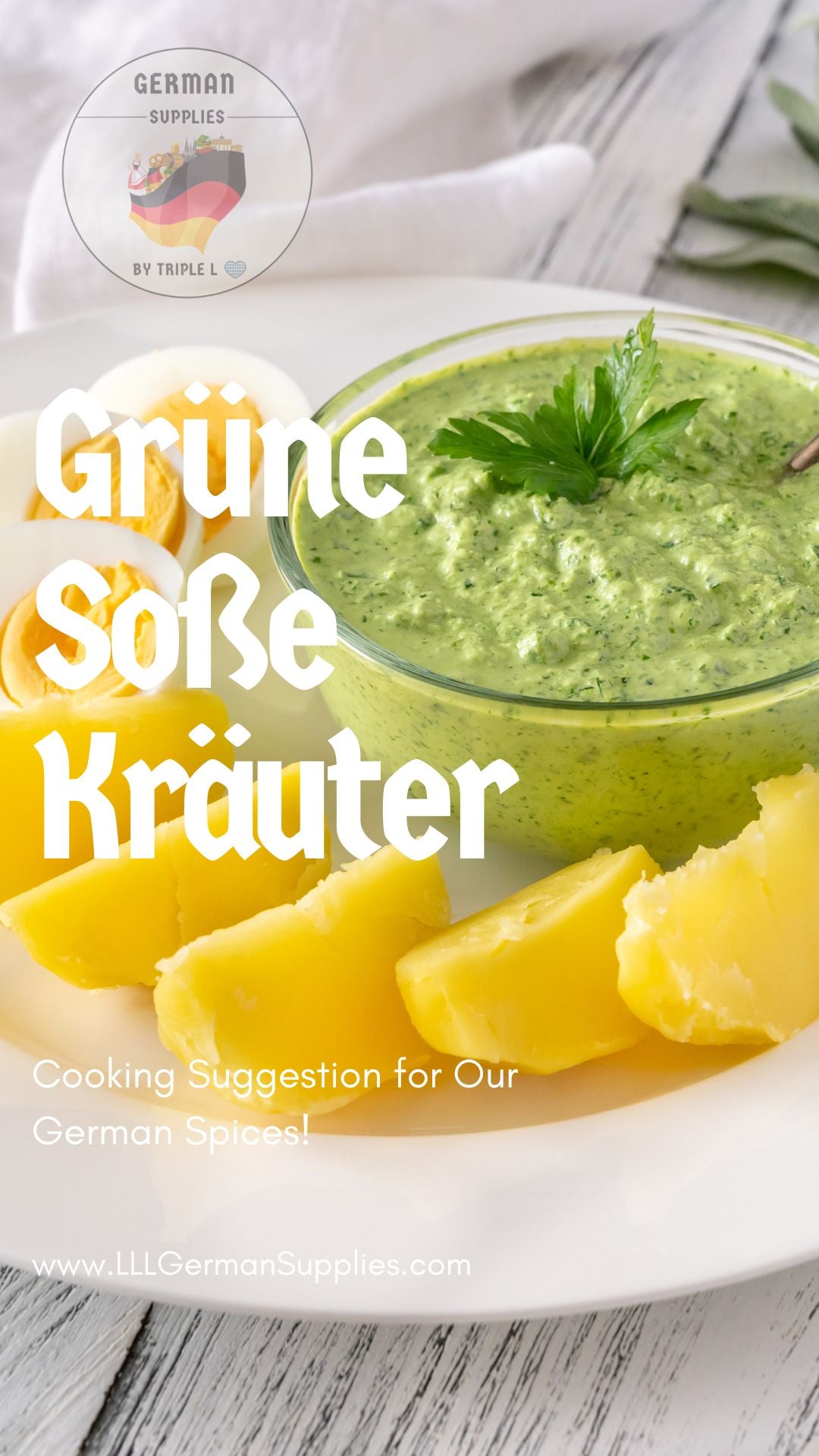 27g (0.9oz) Grüne Soße Kräuter, Extra Flavor & Authentic Recipes -Triple L's Organic Green herbs