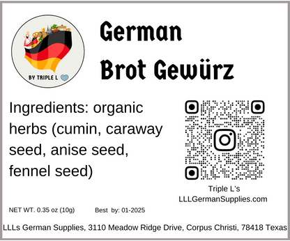 4x10g German Brotgewürz, Naturally Bread Spice Blend, Brotgewurz