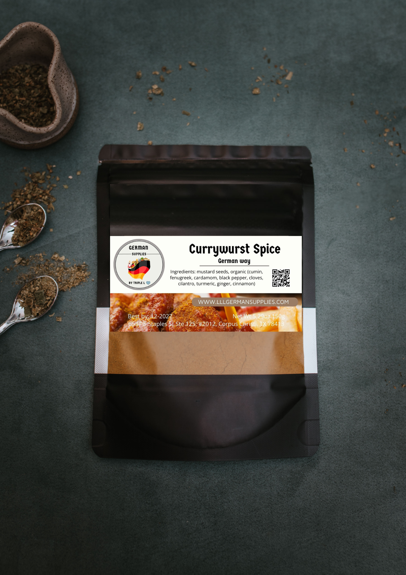 150g (5.29oz) Currywurst Spice, Curry Powder for Extra Flavor & Authentic Recipes -Triple L's Organic Currywurst Spice-