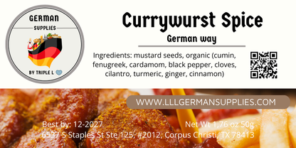 50g (1.76) Currywurst Spice, Curry Powder for Extra Flavor & Authentic Recipes -Triple L's Organic Currywurst Spice-