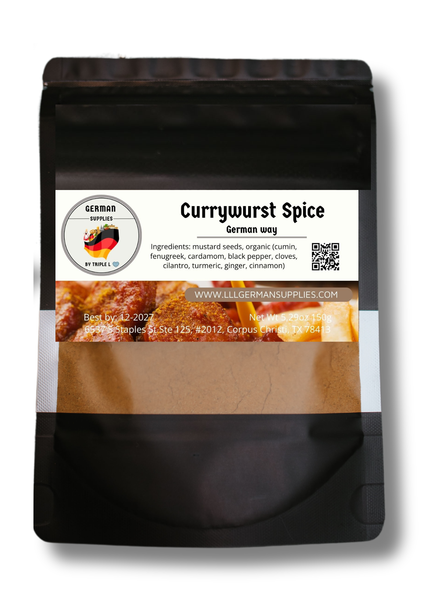 150g (5.29oz) Currywurst Spice, Curry Powder for Extra Flavor & Authentic Recipes -Triple L's Organic Currywurst Spice-