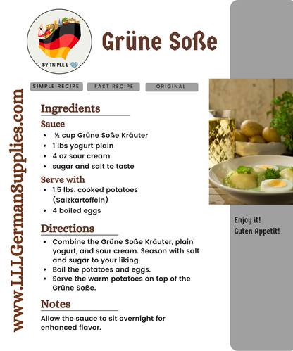 27g (0.9oz) Grüne Soße Kräuter, Extra Flavor & Authentic Recipes -Triple L's Organic Green herbs