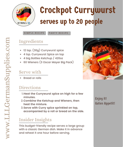Big 100g German Currywurst spice - for about 10 Family size recipes -